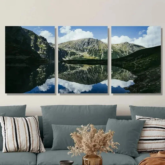 3pcs The Alpine Lake Scenery of The Tatra Mount Metal Print Ready to Hang Art