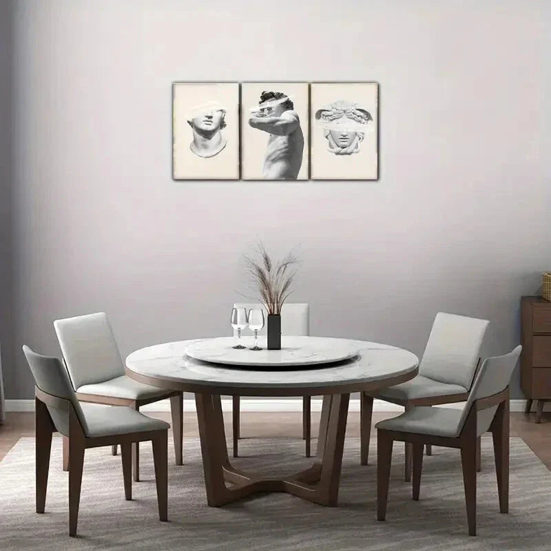 3pcs Roman Sculptures, Greek Mythology Statues Art Metal Print Ready to Hang Art