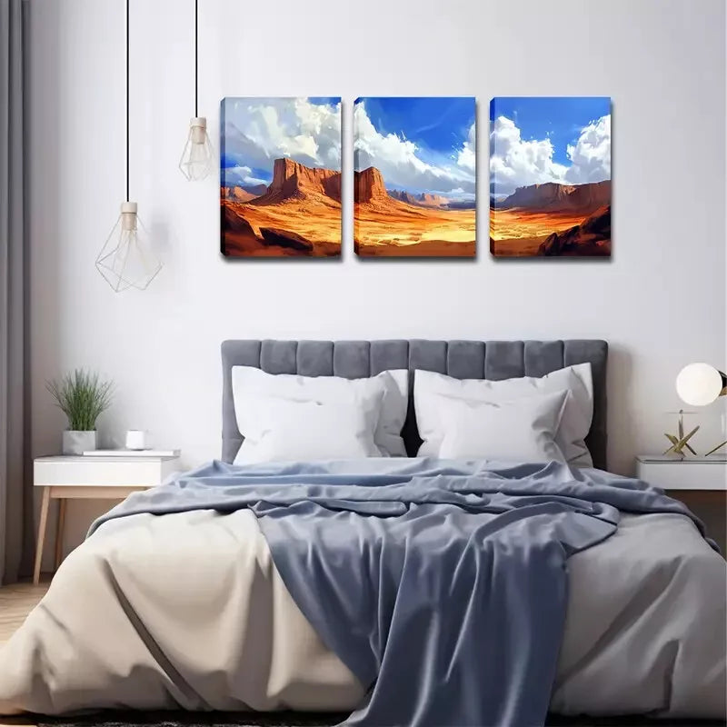 3pcs Scenery with Open Sky Wall Art Set Canvas Framed 40x60cm - High Quality Print 100% Australian Made Wall Canvas Ready to Hang