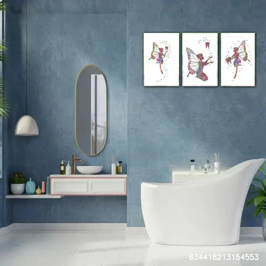 3pcs Butterfly Beauty and Tooth Colorful Metal Print Ready to Hang Art