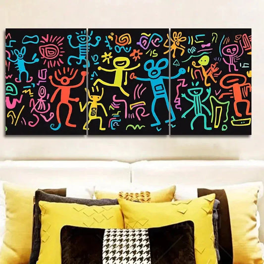 3pcs Surreal character graffiti Wall Art Set Canvas Framed 40x60cm - High Quality Print 100% Australian Made Wall Canvas Ready to Hang