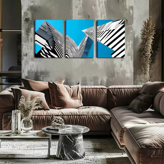 3pcs Urban Architecture, Abstract Expression Wall Art Set Canvas Framed 40x60cm - High Quality Print 100% Australian Made Wall Canvas Ready to Hang