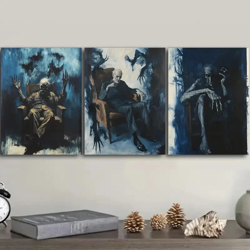 3pcs Decadent Man Series,Dark Themed Wall Art Set Canvas Framed 40x60cm - High Quality Print 100% Australian Made Wall Canvas Ready to Hang