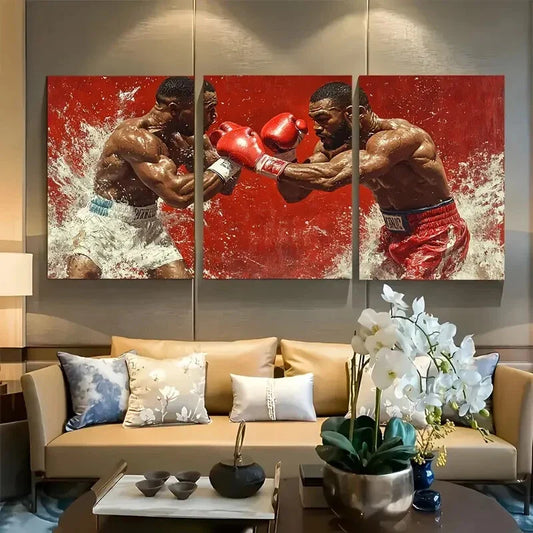 3pcs Boxing Match Modern Sports Metal Print Ready to Hang Art