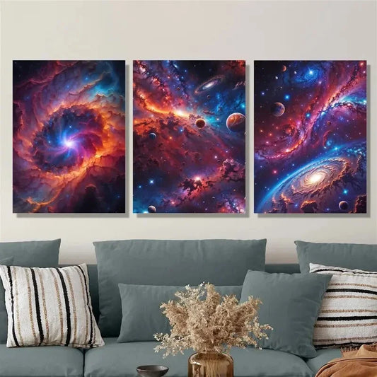 3pcs ,Fantasy starry sky art, colorful space Metal Print Ready to Hang Art