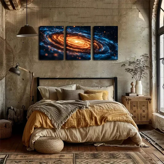 3pcs Home Of Mankind, Galaxy Wall Art Set Canvas Framed 40x60cm - High Quality Print 100% Australian Made Wall Canvas Ready to Hang