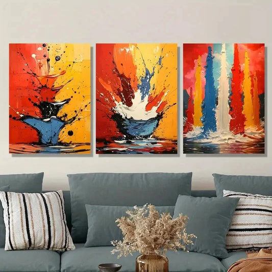 3pcs Abstract color texture oil painting Metal Print Ready to Hang Art