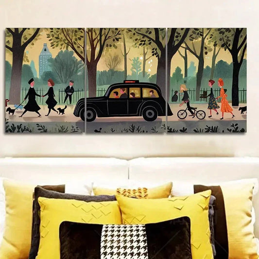 3pcs London taxi Wall Art Set Canvas Framed 40x60cm - High Quality Print 100% Australian Made Wall Canvas Ready to Hang