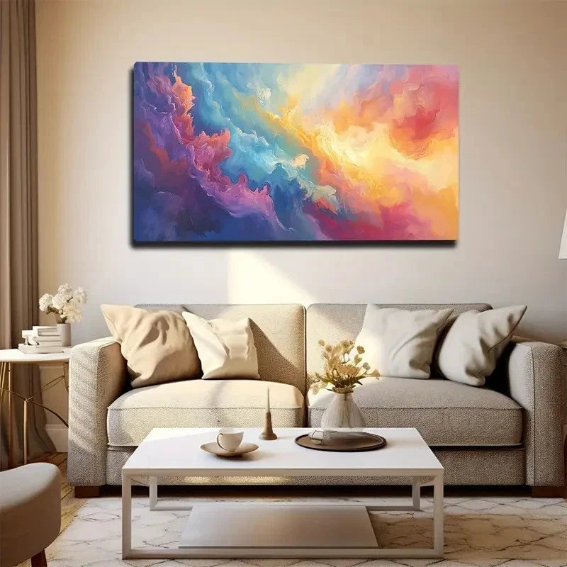 Vibrant Clouds In Blue Wall Art canvas office home room framed 120x60cm