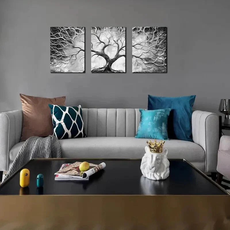 3pcs Modern Black and White Pictures Metal Print Ready to Hang Art