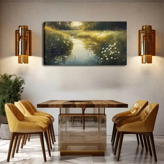A Quiet Stream Realistic Wall Art Canvas Office Home Room Framed 120x60cm