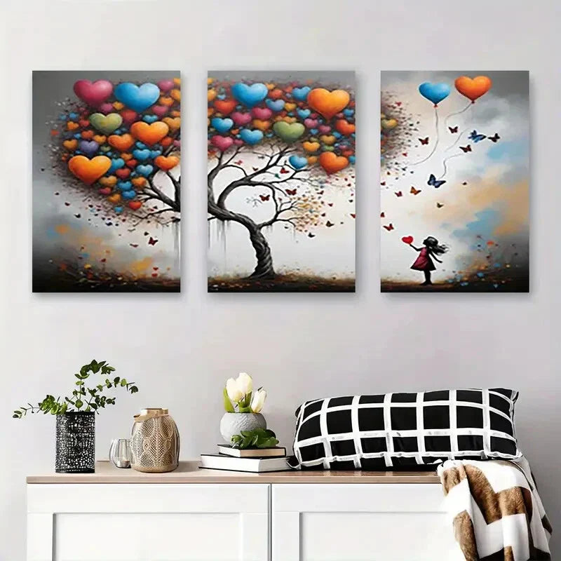 3pcs Vibrant Butterfly Whimsical Girl Metal Print Ready to Hang Art