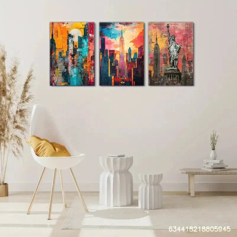 3pcs New York City, New York City Art Poster Metal Print Ready to Hang Art