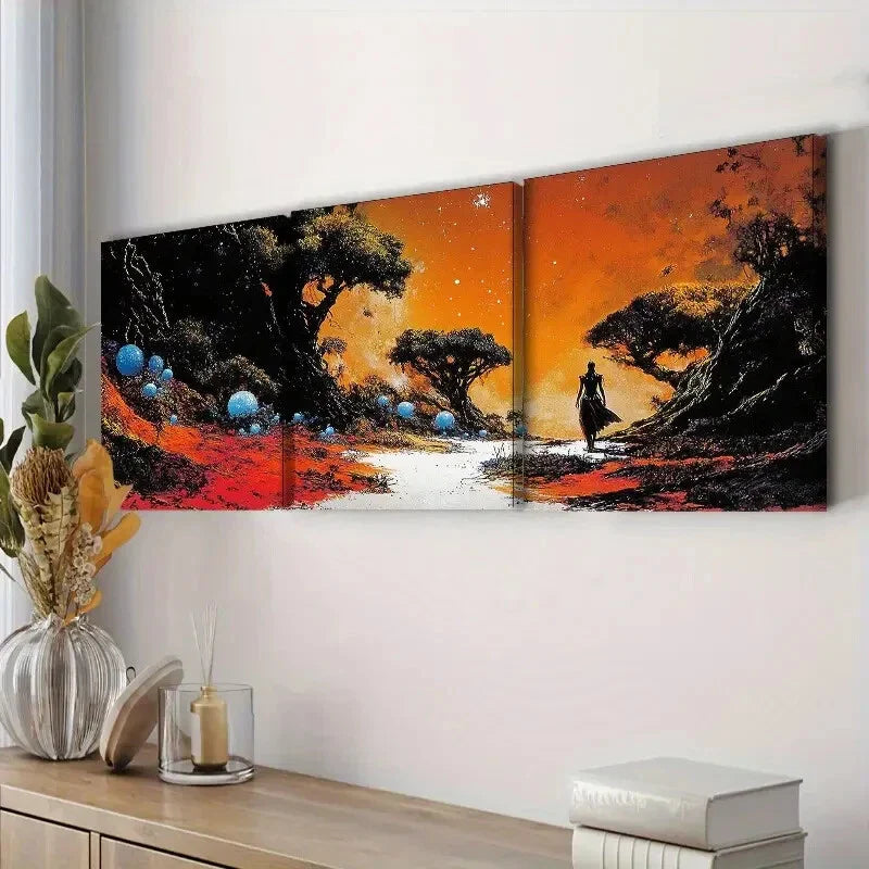 3pcs Strange Planet (1), Wall Art Set Canvas Framed 40x60cm - High Quality Print 100% Australian Made Wall Canvas Ready to Hang