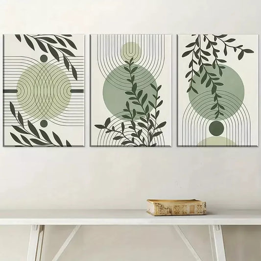 3pcs Bohemian Style Abstract Geometric Line Art Wall Art Set Canvas Framed 40x60cm - High Quality Print 100% Australian Made Wall Canvas Ready to Hang