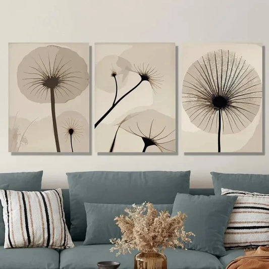 3pcs Art Deco Botanical Line Metal Print Ready to Hang Art