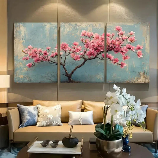 3pcs Blossom Tree Floral Metal Print Ready to Hang Art