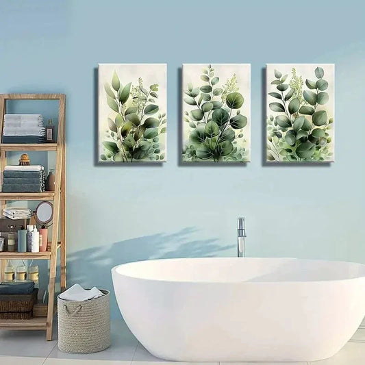 3pcs Featuring Eucalyptus Flowers,Metal Print Ready to Hang Art