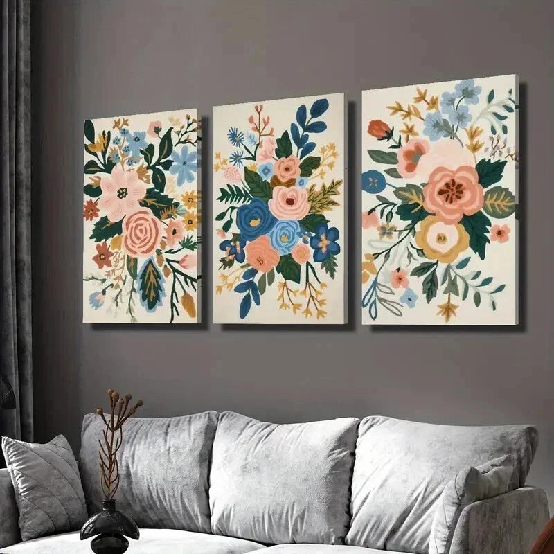 3pcs Nordic Style Flowers and Plants Wall Art Set Canvas Framed 40x60cm - High Quality Print 100% Australian Made Wall Canvas Ready to Hang