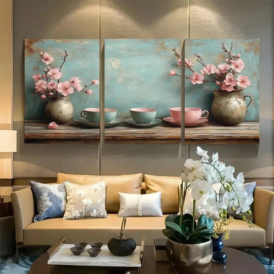 3pcs Vintage Tea Aesthetic Cottagecore Design Metal Print Ready to Hang Art