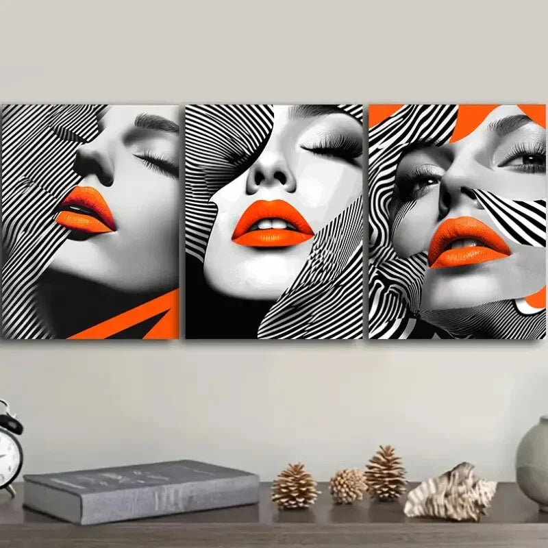 3pcs Stylish Women'S Portraits Wall Art Set Canvas Framed 40x60cm - High Quality Print 100% Australian Made Wall Canvas Ready to Hang