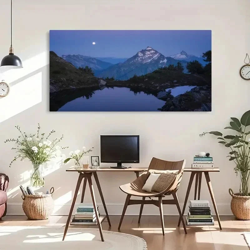 Stunning Night Sky Reflective Wall Art Canvas Office Home Room Framed 80x45cm