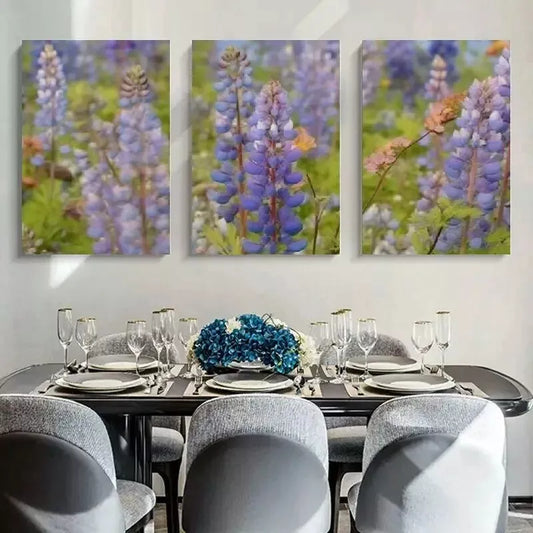 3pcs Purple Flower Plants Nature Canvas Framed 40x60cm - High Quality Print 100% Australian Made Wall Canvas Ready to Hang
