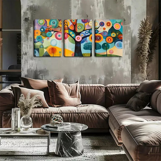 3pcs Abstract Woods, Big Trees Wall Art Set Canvas Framed 40x60cm - High Quality Print 100% Australian Made Wall Canvas Ready to Hang