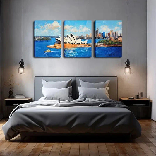 3pcs Sydney, Opera House Wall Art Set Canvas Framed 40x60cm - High Quality Print 100% Australian Made Wall Canvas Ready to Hang