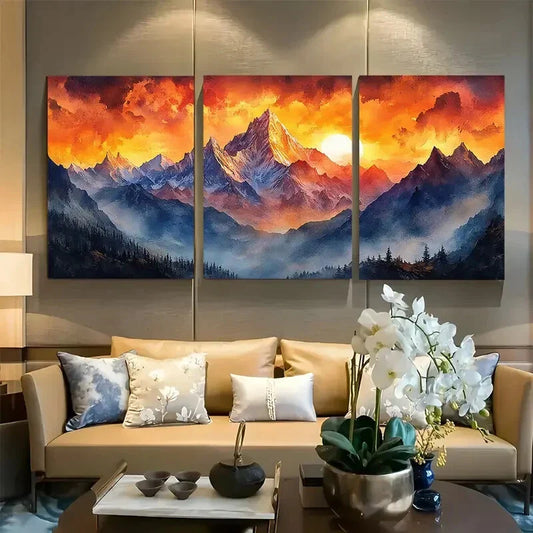 3pcs Mount Everest Ethereal Clouds Sunrise Metal Print Ready to Hang Art