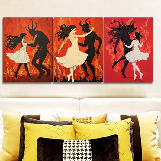 3pcs The Girl and the Beast Wall Art Set Canvas Framed 40x60cm - High Quality Print 100% Australian Made Wall Canvas Ready to Hang