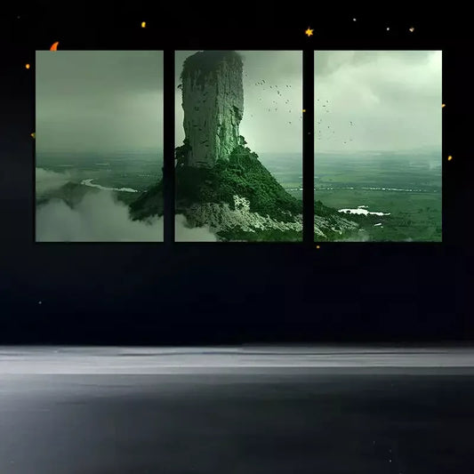 3pcs Mountain Peaks and Lake Surface Canvas Framed 40x60cm - High Quality Print 100% Australian Made Wall Canvas Ready to Hang