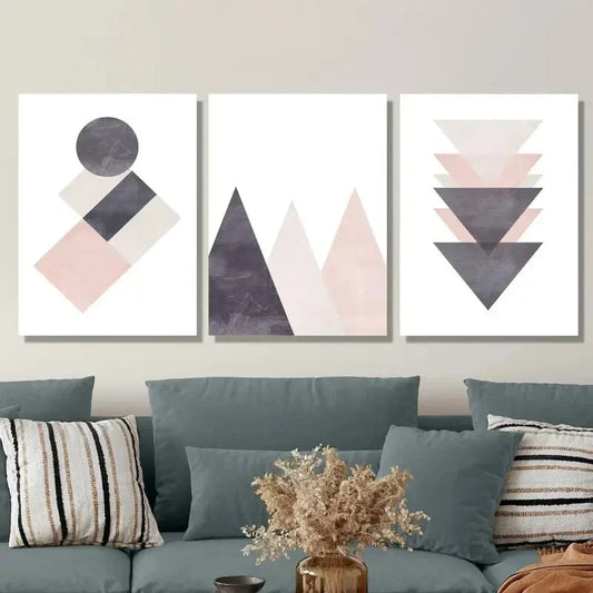 3pcs ,Geometric Decorative Paintings, Metal Print Ready to Hang Art