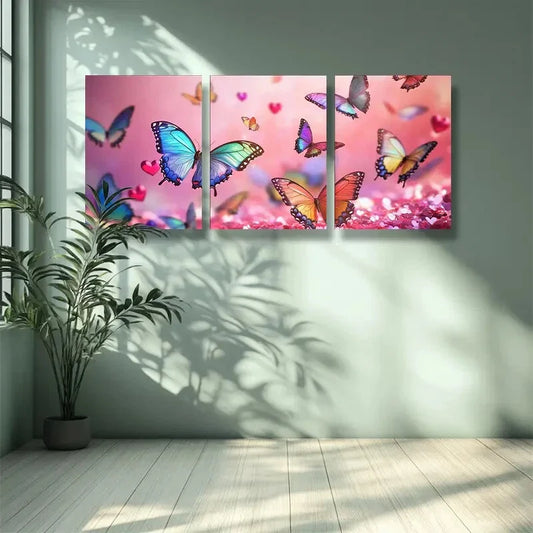 3pcs Splendid butterfly. Art Painting Metal Print Ready to Hang Art