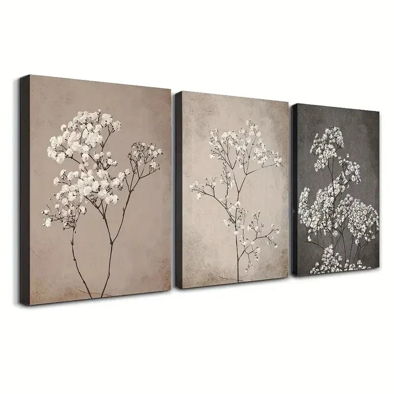 3pcs Vintage Floral Wall Art Set Canvas Framed 40x60cm - High Quality Print 100% Australian Made Wall Canvas Ready to Hang