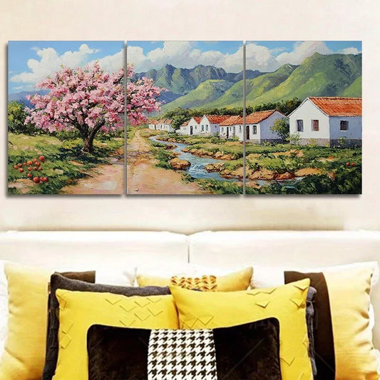 3pcs Modern Art Deco Cherry Blossom Nature Wall Art Set Canvas Framed 40x60cm - High Quality Print 100% Australian Made Wall Canvas Ready to Hang