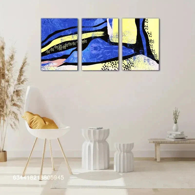 3pcs Elegant Golden Geometric Metal Print Ready to Hang Art