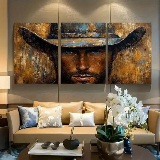 3pcs Western Cowboy Masculine Metal Print Ready to Hang Art