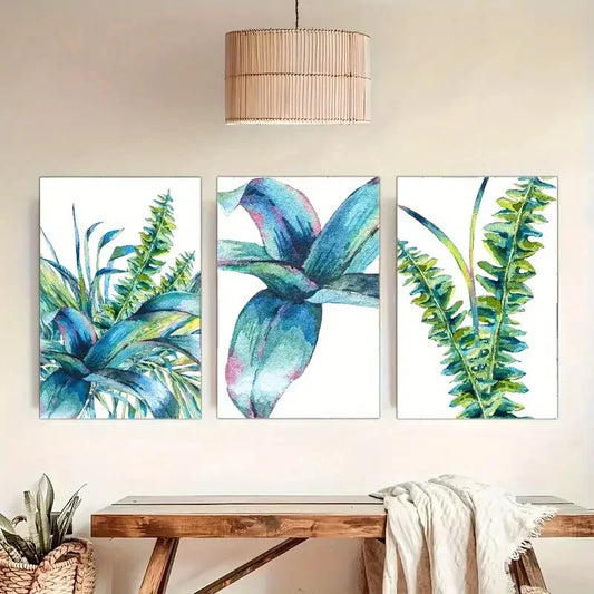 3pcs Stylish Leaves Poster Botanical Art Metal Print Ready to Hang Art