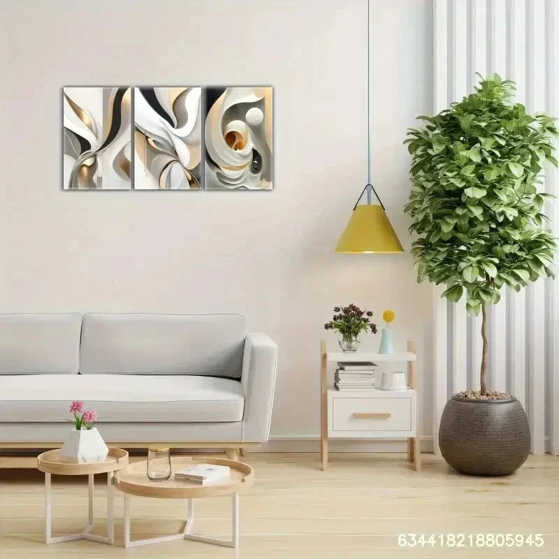 3pcs Stylish Space Artistic Decoration Abstract Metal Print Ready to Hang Art