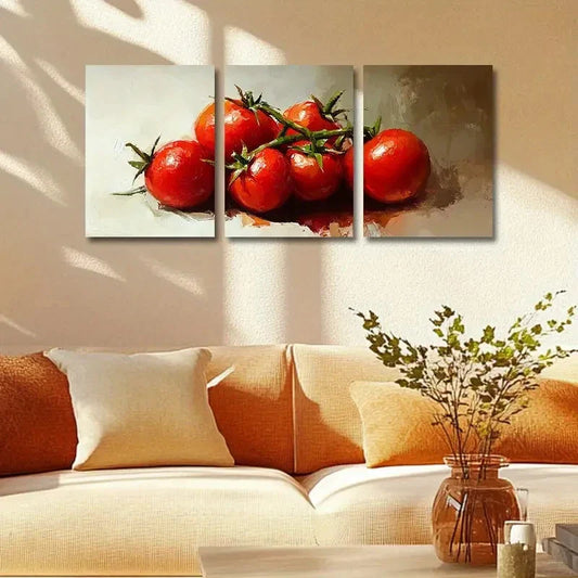 3pcs Delicious Tomato Metal Print Ready to Hang Art