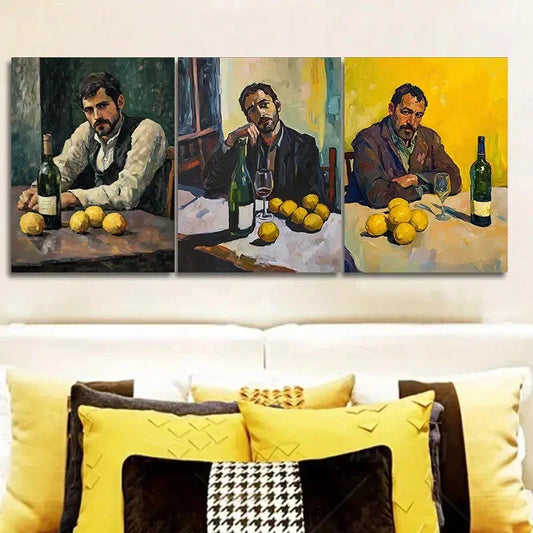 3pcs Drunk man Wall Art Set Canvas Framed 40x60cm - High Quality Print 100% Australian Made Wall Canvas Ready to Hang
