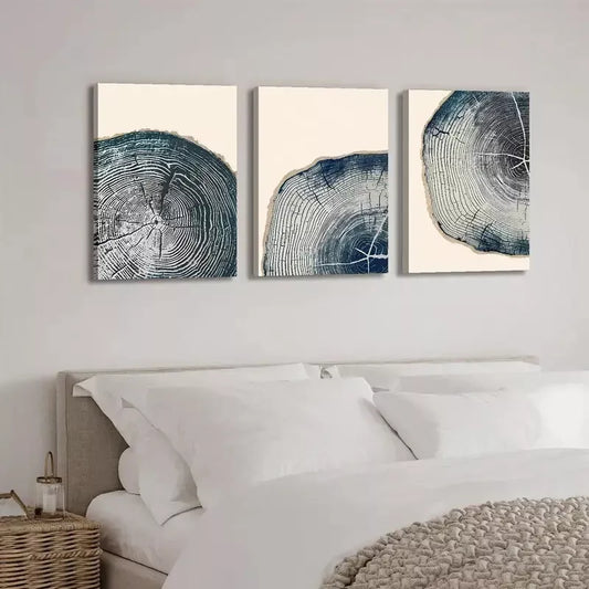 3pcs Cross Section Of A Tree Trunk Texture Canvas Framed 40x60cm - High Quality Print 100% Australian Made Wall Canvas Ready to Hang