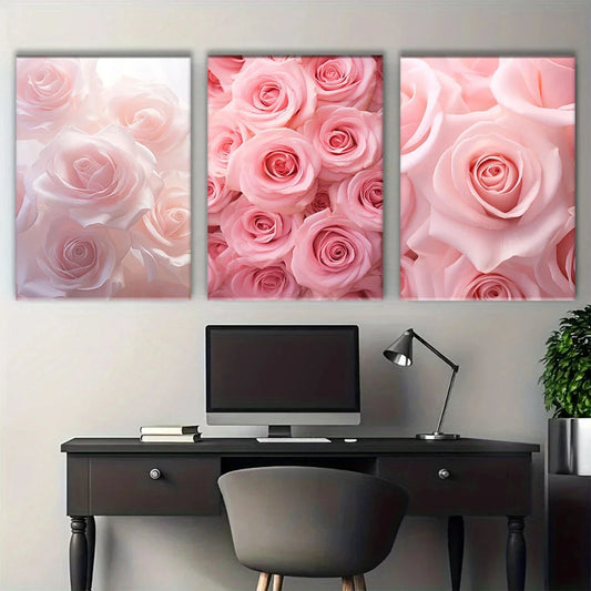 3pcs Pink Peony Floral Aesthetic Metal Print Ready to Hang Art