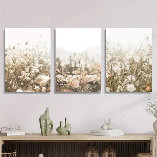 3pcs Scandinavian countryside landscape Metal Print Ready to Hang Art