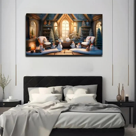 Dreamy House Gnomes Wall Art Canvas Office Home Room Framed 120x60cm