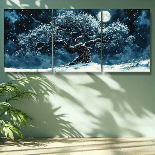 3pcs The cold tree Old Wall Art Set Canvas Framed 40x60cm -High Quality Print 100% Australian Made Wall Canvas Ready to Hang