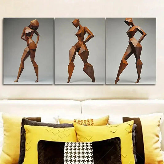 3pcs Rusty metal girl Dark Background Wall Art Set Canvas Framed 40x60cm - High Quality Print 100% Australian Made Wall Canvas Ready to Hang
