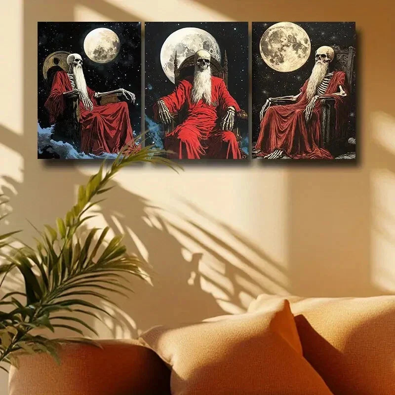 3pcs Old for Man Skeleton Metal Print Ready to Hang Art