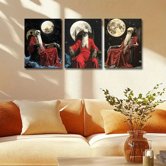 3pcs Old for Man Skeleton Metal Print Ready to Hang Art
